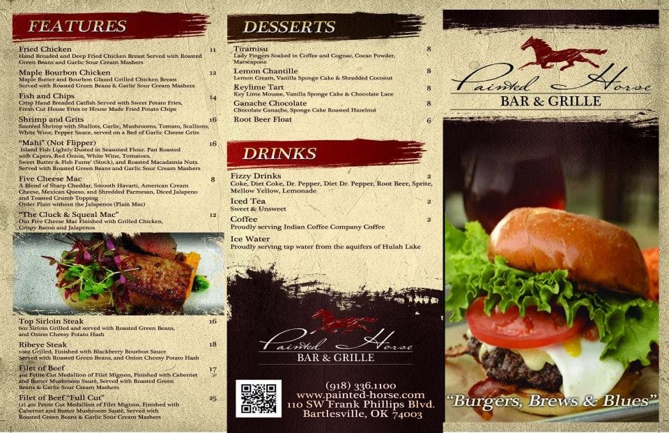 Menu at Painted Horse pub & bar, Bartlesville