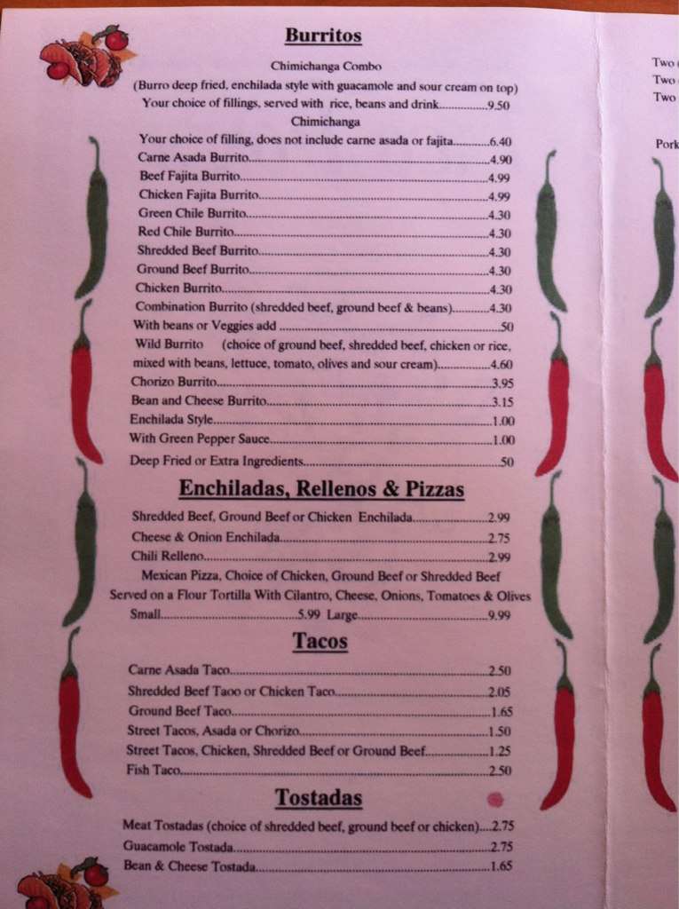 Taco Don's Menu, Menu for Taco Don's, City of Prescott, Prescott