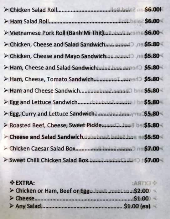 Menu at Meadowbrook Bakery, Meadowbrook