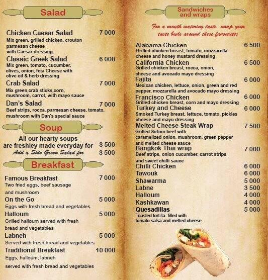 Dan S Kitchen Menu Menu For Dan S Kitchen Ashrafieh Beirut District