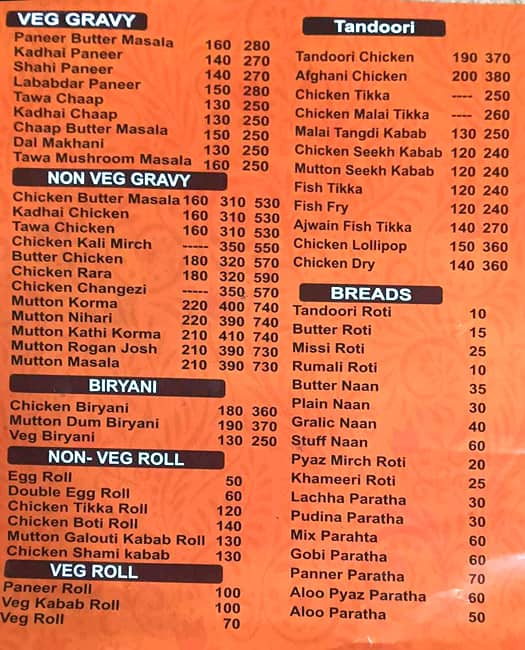 Menu of Tandoor- Grills, Crossing Republik, Ghaziabad