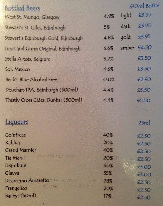 Menu at The Mussel and Steak Bar, Edinburgh, 110 W Bow