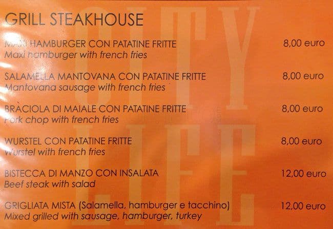 Menu di City life self service restaurant 
