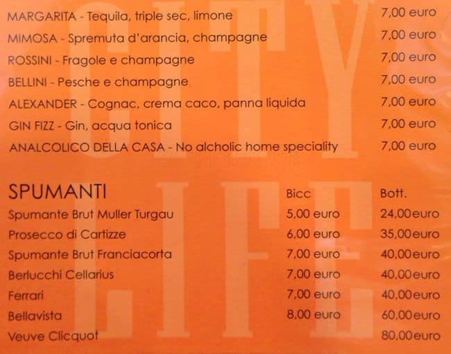 Menu di City life self service restaurant 