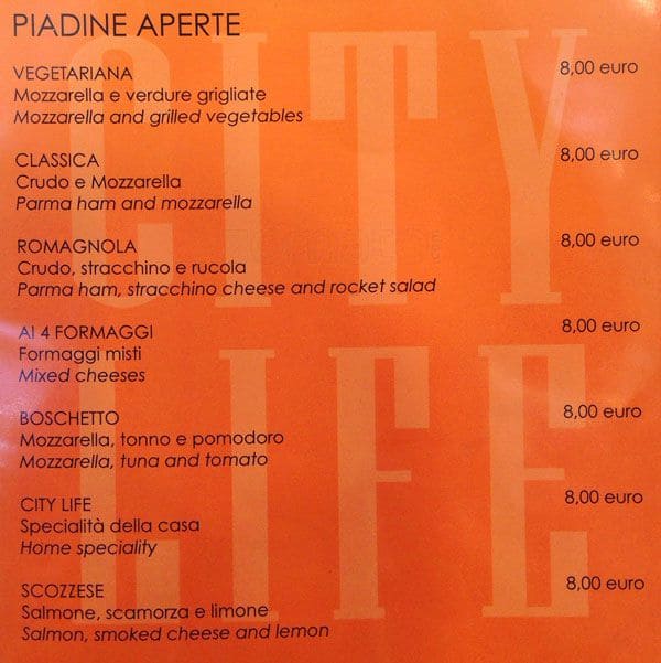 Menu di City life self service restaurant 