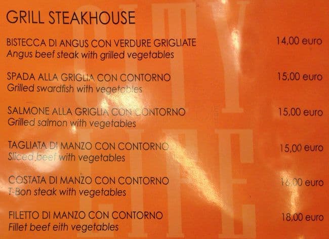 Menu di City life self service restaurant 