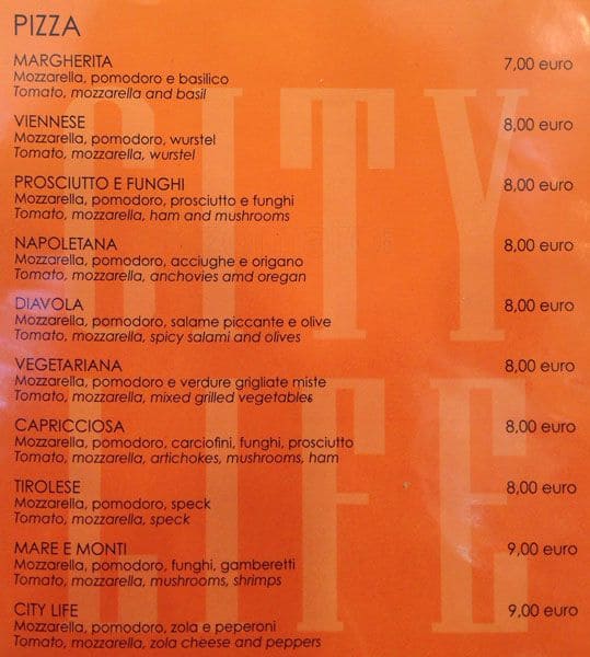 Menu di City life self service restaurant 