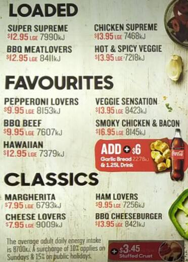Pizza Hut меню