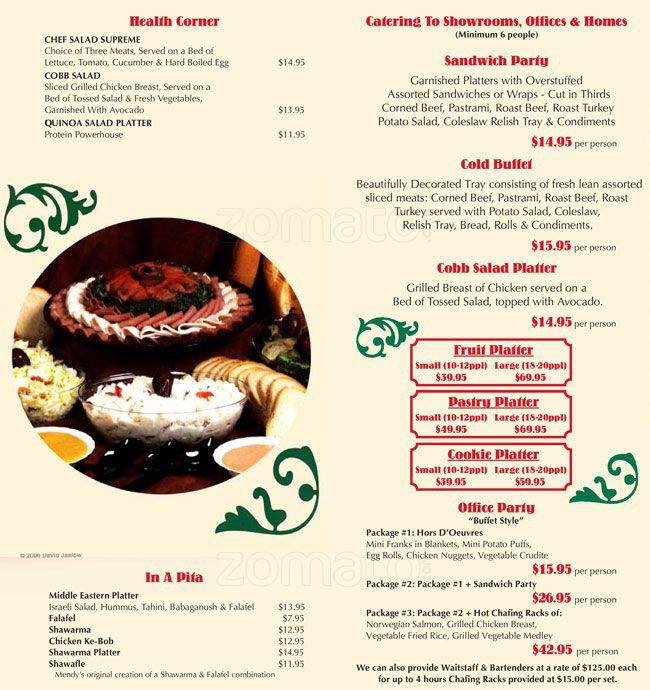Mendy's Deli & Restaurant Menu Urbanspoon/Zomato