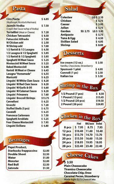 Menu at Mama Luna's pizzeria, Chicago, W Addison St