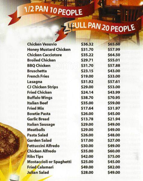 Menu at Mama Luna's pizzeria, Chicago, W Addison St