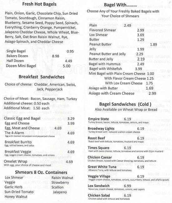 Menu at New York Bagel, Mill Valley, Strawberry Village