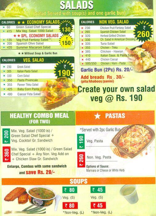 Salad Chef Menu Menu For Salad Chef Rajinder Nagar New Delhi
