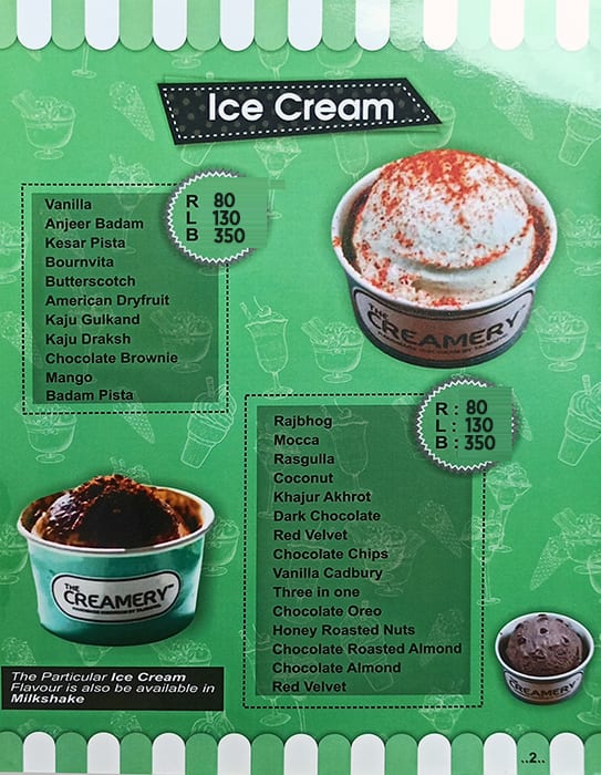 Menu at The Creamery, Surat, G-10