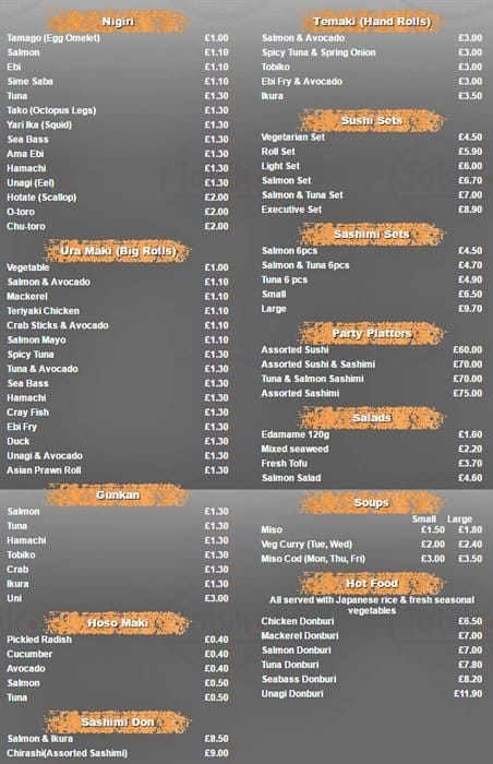 Tobiko menu