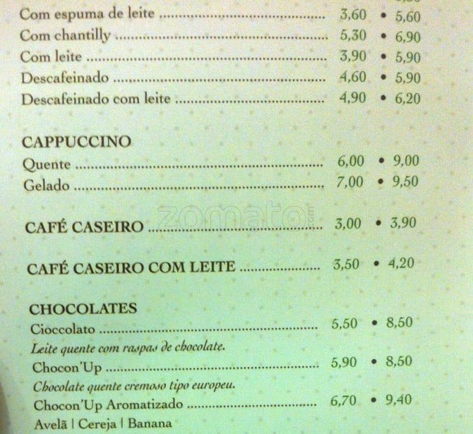 Café HUM - Ipanema cardápio