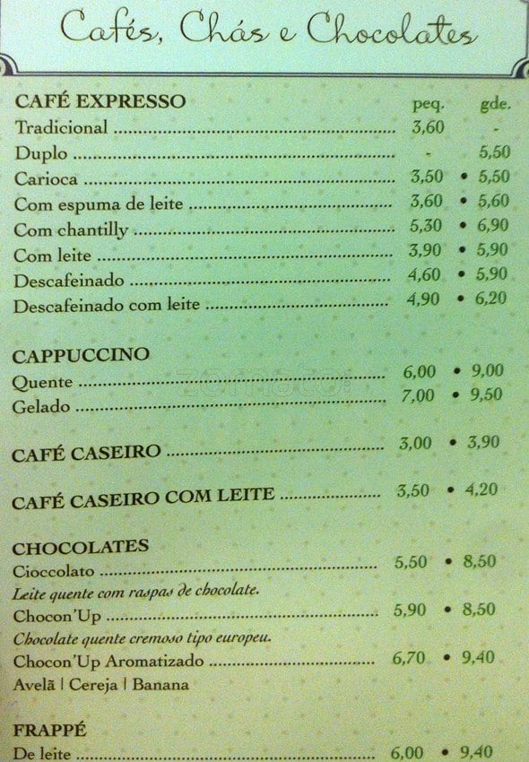 Café HUM - Ipanema cardápio