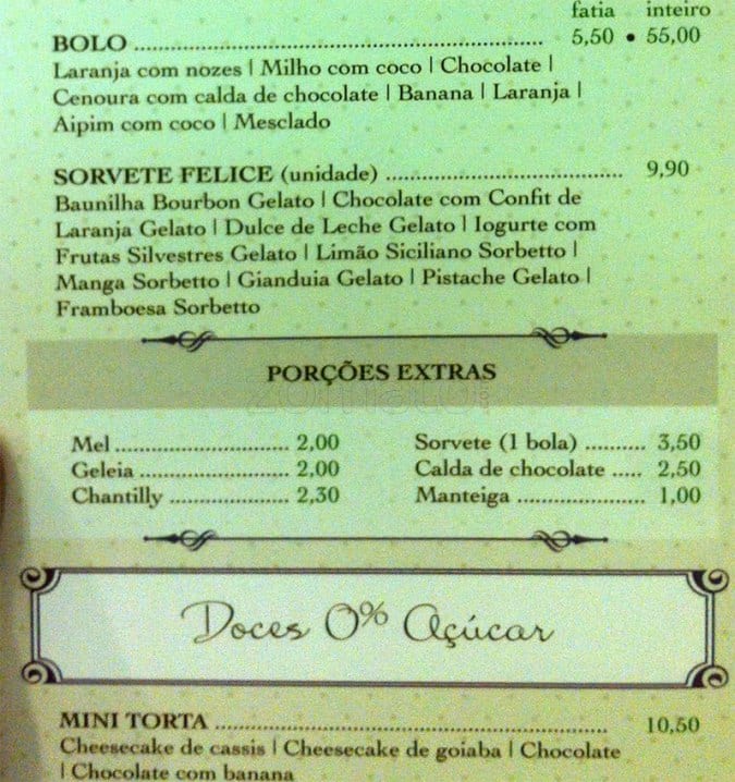 Café HUM - Ipanema cardápio