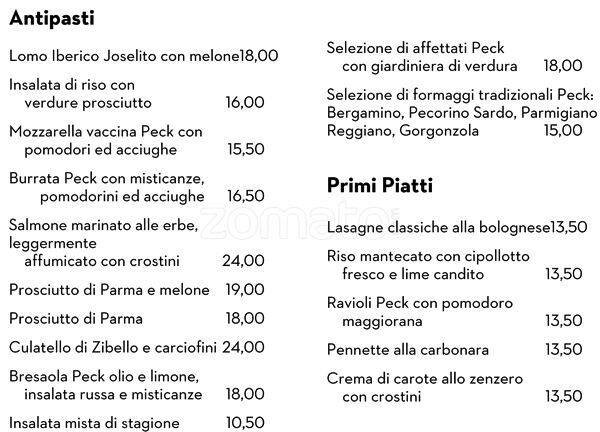 Menu di Peck Italian Bar 