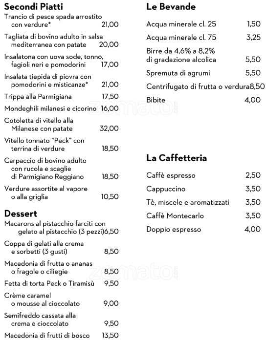 Menu di Peck Italian Bar 