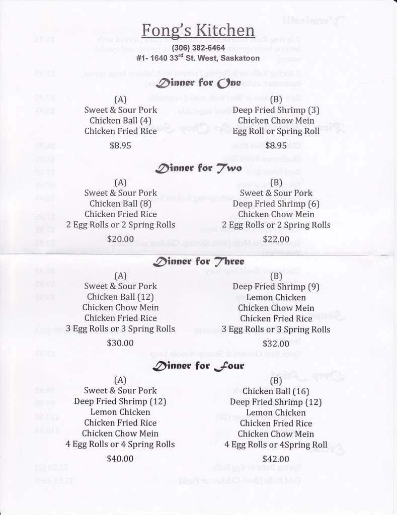 Fong's Kitchen Menu, Menu for Fong's Kitchen, North Industrial ...