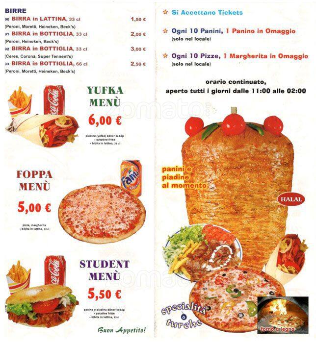 Menu di Turchia Istanbul 