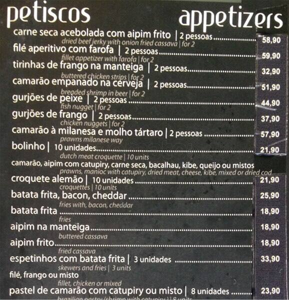 Tô Nem Aí cardápio