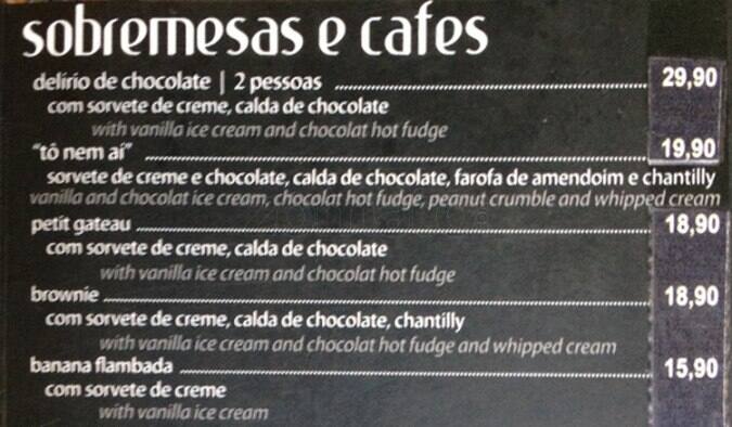 Tô Nem Aí cardápio