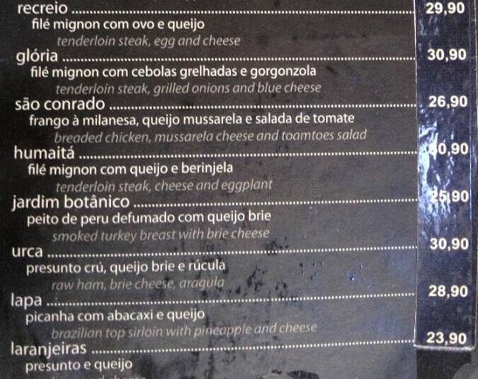 Tô Nem Aí cardápio