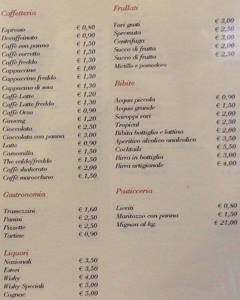Menu di T&T Caffetteria 