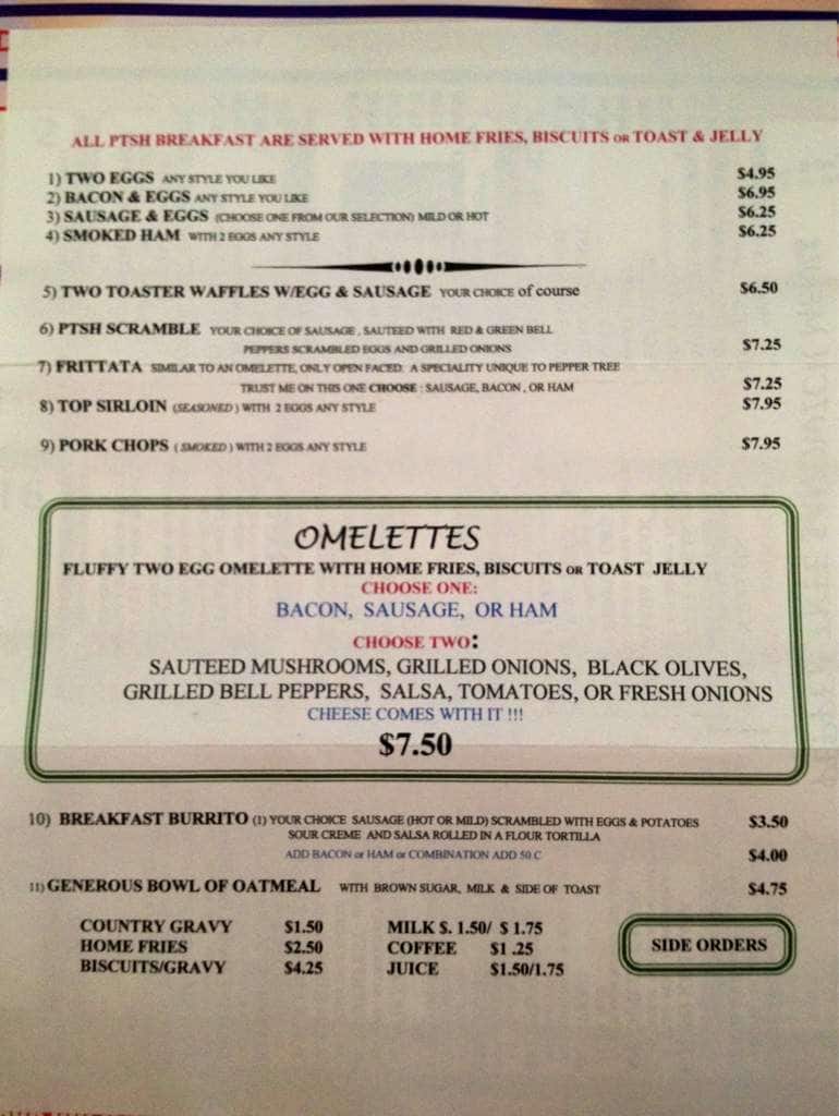 Menu at Pepper Tree Sausage House cafe, Albany
