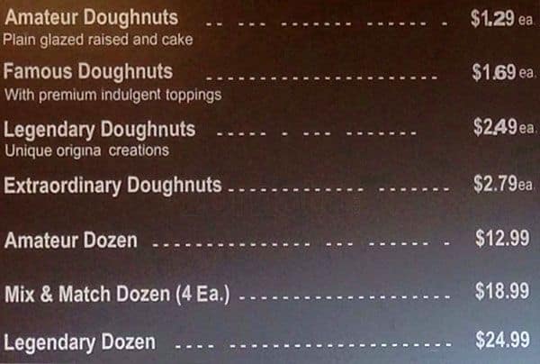 Legendary Doughnuts Menu Menu For Legendary Doughnuts Auburn Auburn