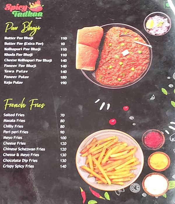 Hotel Spicy Tadkaa menu