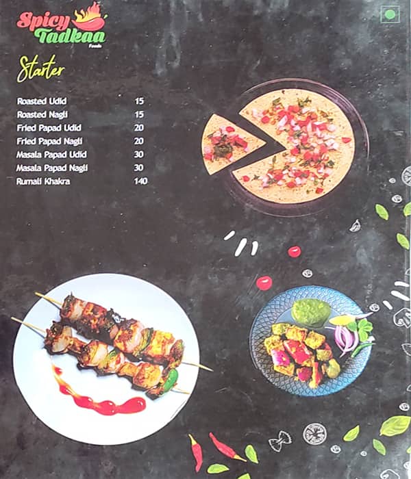 Hotel Spicy Tadkaa menu