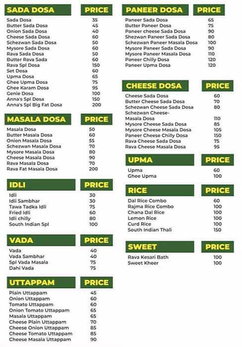 Menu of Anna's KKitchen, Mira Road, Mumbai
