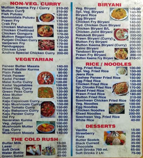 A 1 Restaurant menu