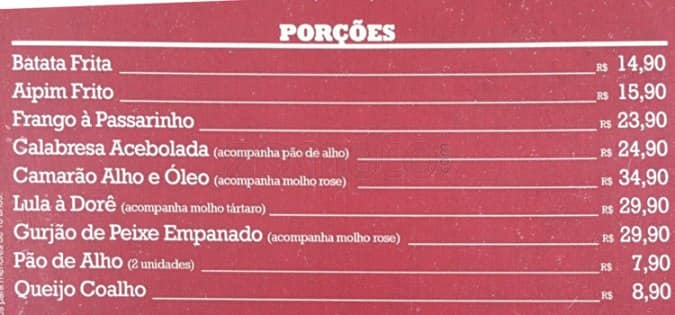 Quiosque Chopp Brahma cardápio