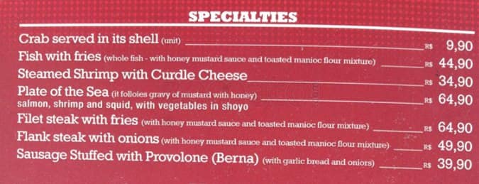 Quiosque Chopp Brahma cardápio