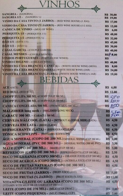 Xodó do Paço cardápio