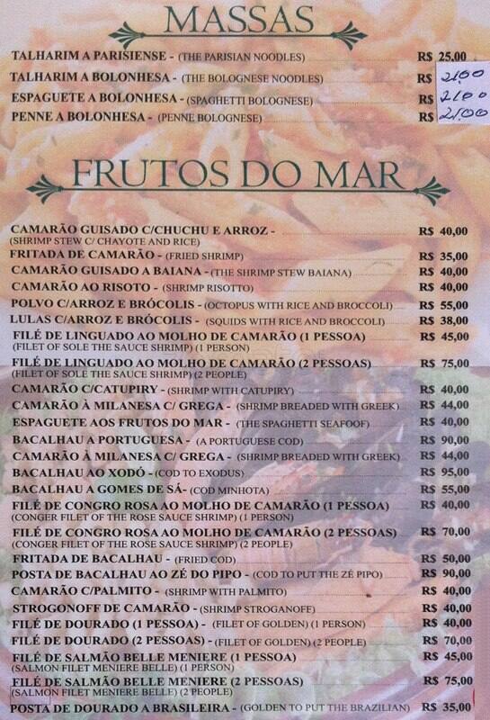 Xodó do Paço cardápio