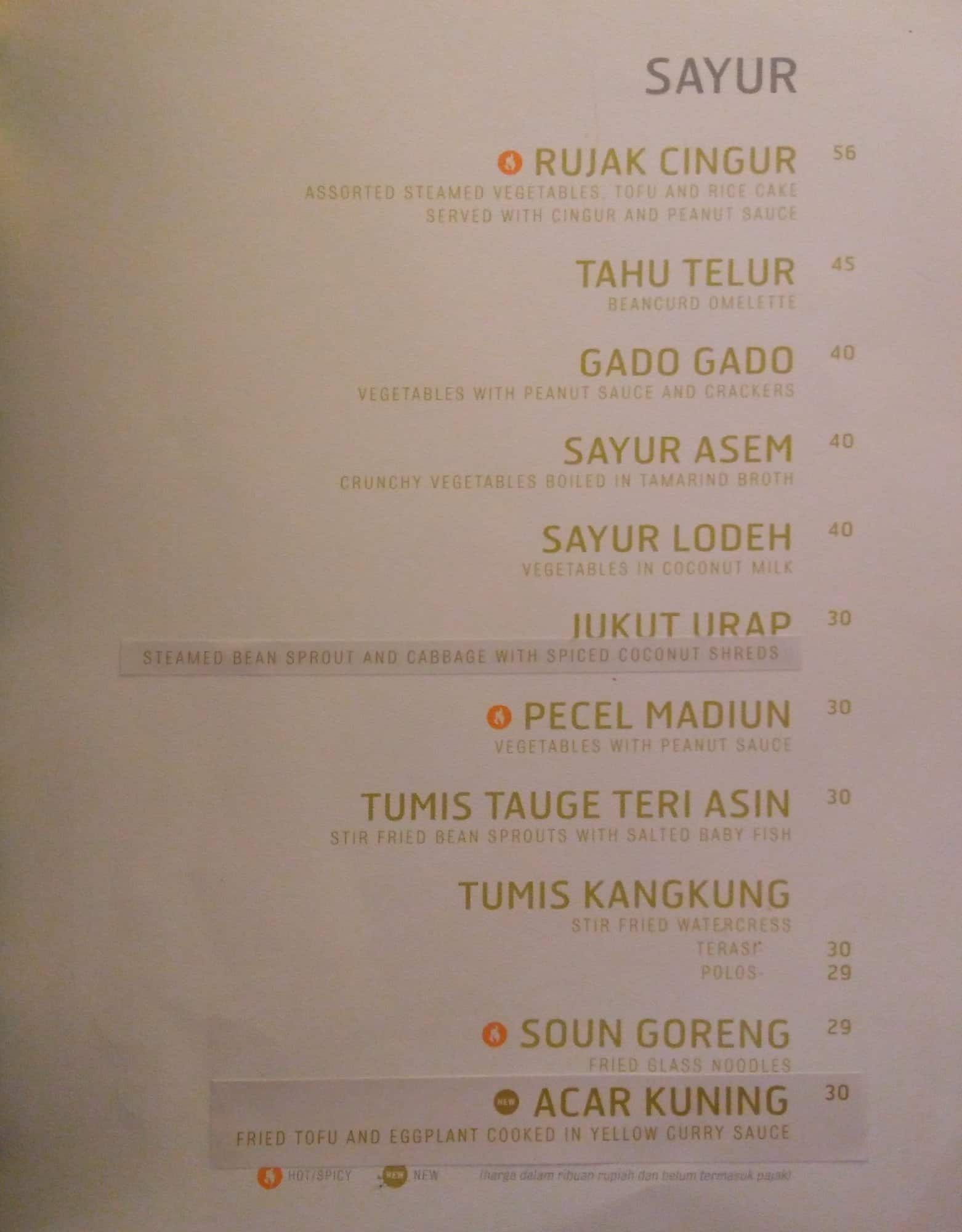 Menu At Sate Khas Senayan Restaurant Jakarta Lippo Mall Puri 1739