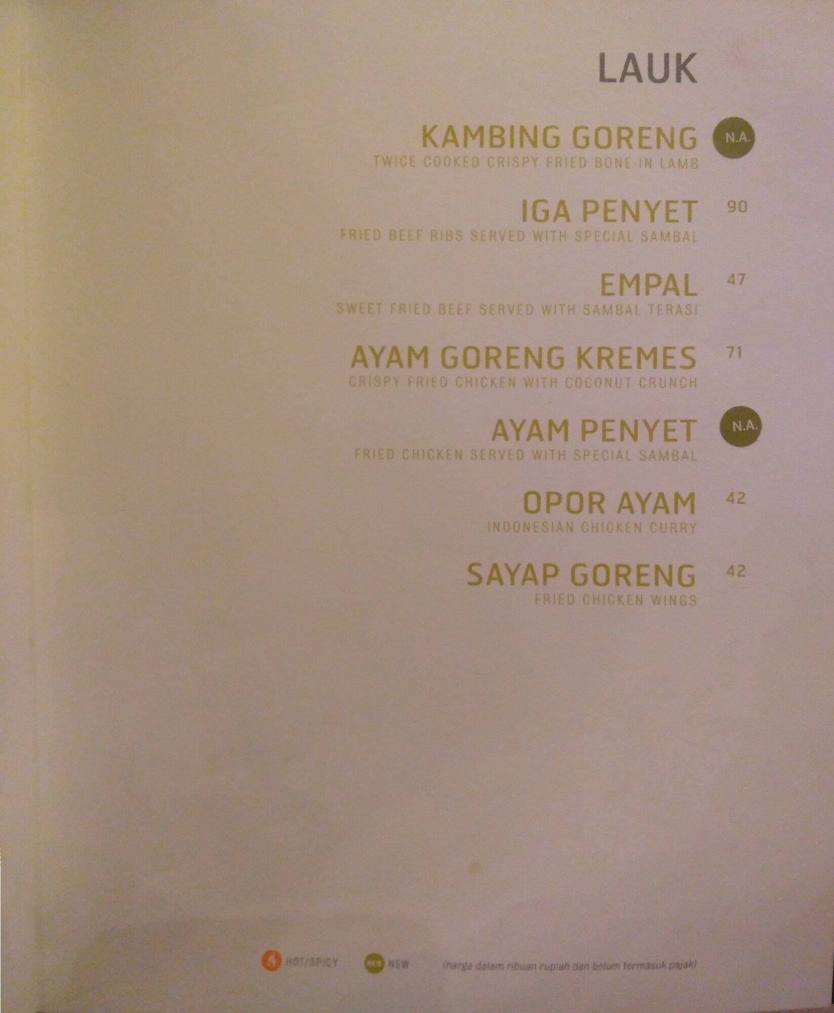 Menu At Sate Khas Senayan Restaurant Jakarta Lippo Mall Puri 8419