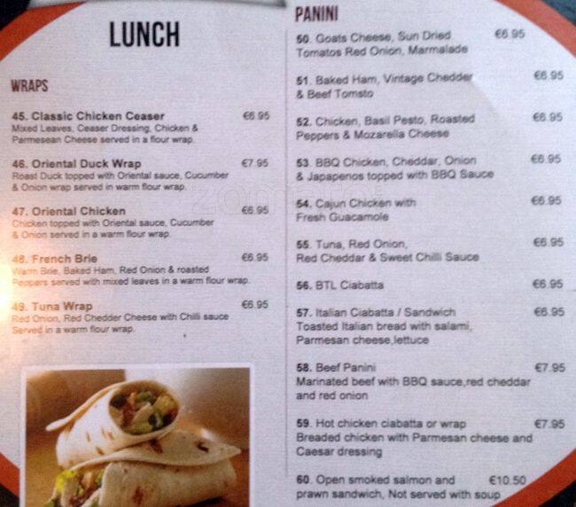 Menu at Coastal Cafe & Wine Bar, Dublin, New St