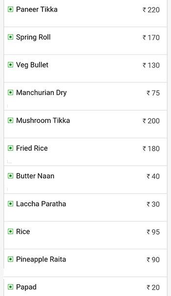 Bahlz Rishi vegetarian Dabha menu