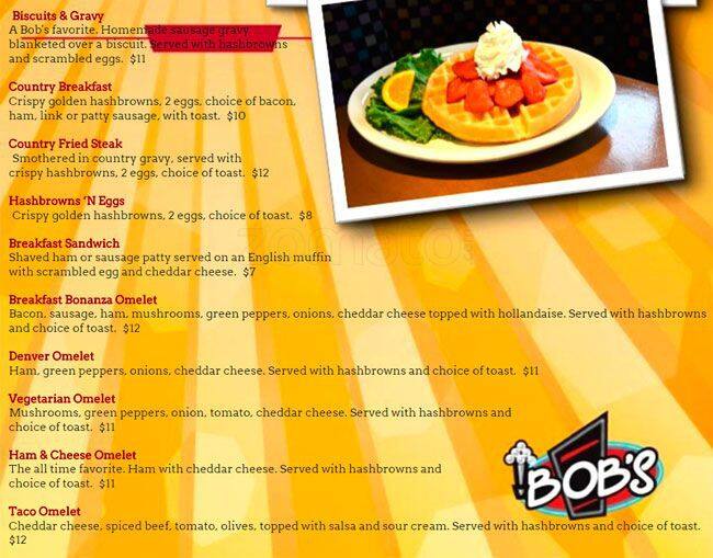 Menu at Bob's Burgers and Brew restaurant, Puyallup
