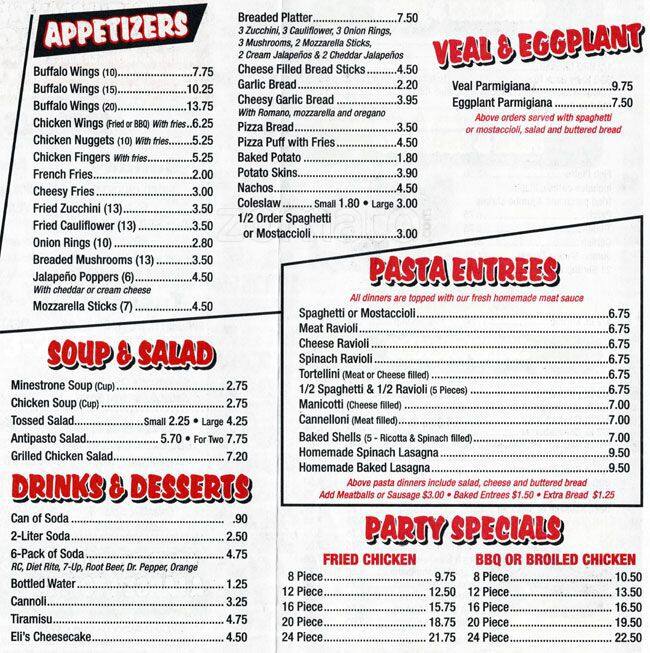 Vito Angelo Pizzeria menu, Menu restauracji Vito Angelo Pizzeria, Logan