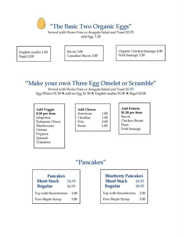 Menu at SurfSide Diner restaurant, Palm Beach