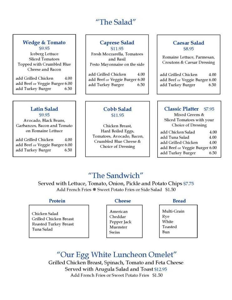 Menu at SurfSide Diner restaurant, Palm Beach