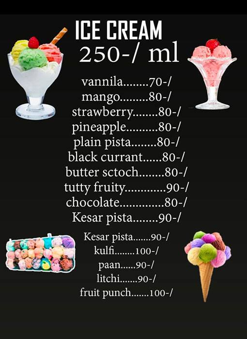 Menu of Gelato, Saligramam, Chennai