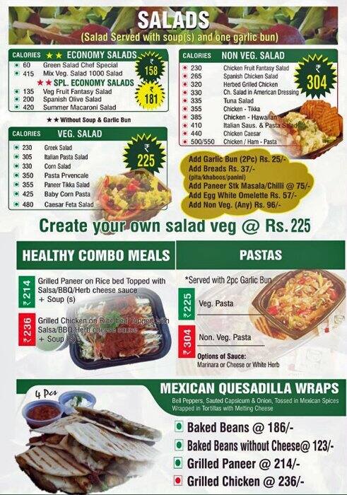 Salad Chef Menu Menu For Salad Chef Vasant Vihar New Delhi